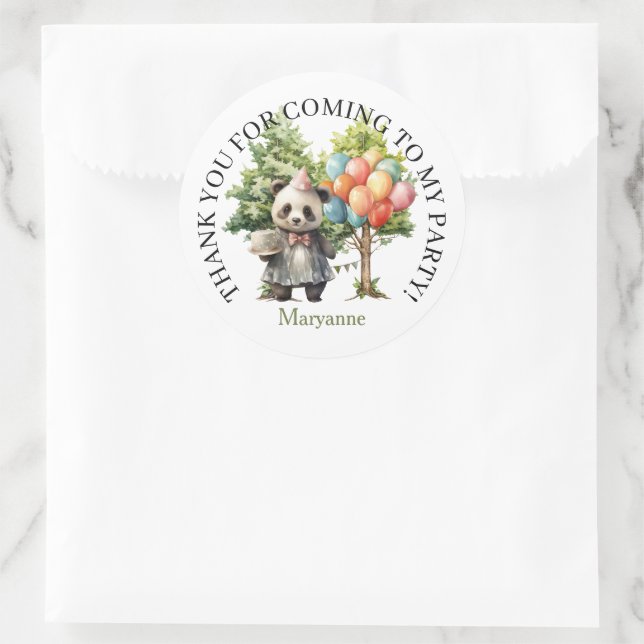 Adesivo Redondo Whimsical Watercolor Forest Birthday (Bolsa)