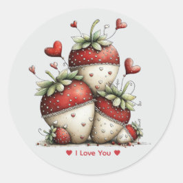 Adesivo Redondo Whimsical Watercolor Strawberries Sticker