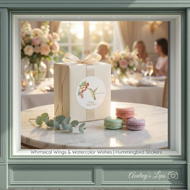 Adesivo Redondo Whimsical Wings & Watercolor Wishes | Hummingbird  (Whimsical Wings & Watercolor Wishes | Hummingbird Classic Round Sticker)