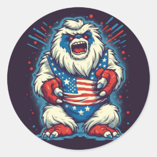 Adesivo Redondo Whimsical Yeti Patriotic Sticker