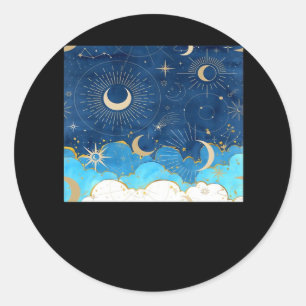 Adesivo Redondo Whimsigoth Clouds Sun Moon Witchy Classic
