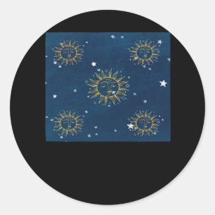Adesivo Redondo Whimsigoth Night Sky Sun Moon Witchy Classig