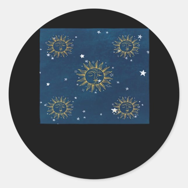 Adesivo Redondo Whimsigoth Night Sky Sun Moon Witchy Classig (Frente)