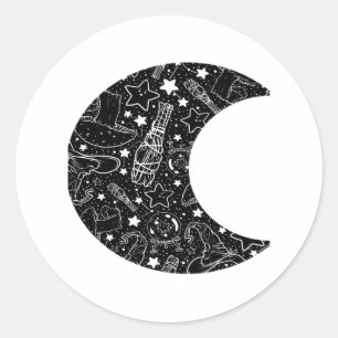 Adesivo Redondo Whimsigoth Witch Moon Wicca Kawaii Gótico Tattoo A
