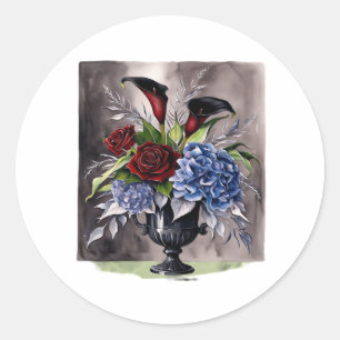 Adesivo Redondo Whimsigótico – Estética Clássica do Vaso Floral Gó