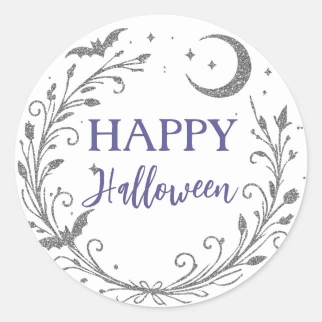 Adesivo Redondo Whimsso Witchy Wiccan Silver Halloween (Frente)