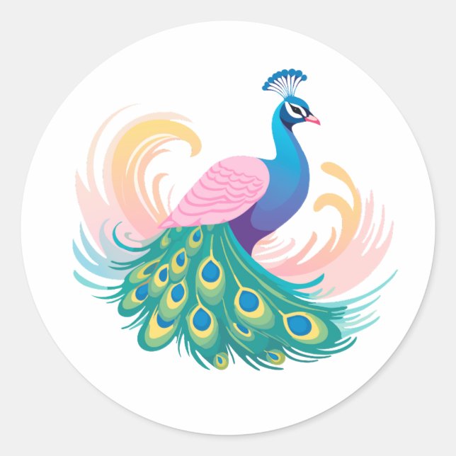 Adesivo Redondo Whimsy Peacock Sticker (Frente)