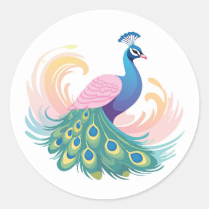 Adesivo Redondo Whimsy Peacock Sticker