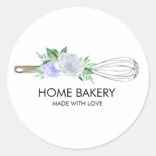 Adesivo Redondo Whisk e Flores de Aquarela