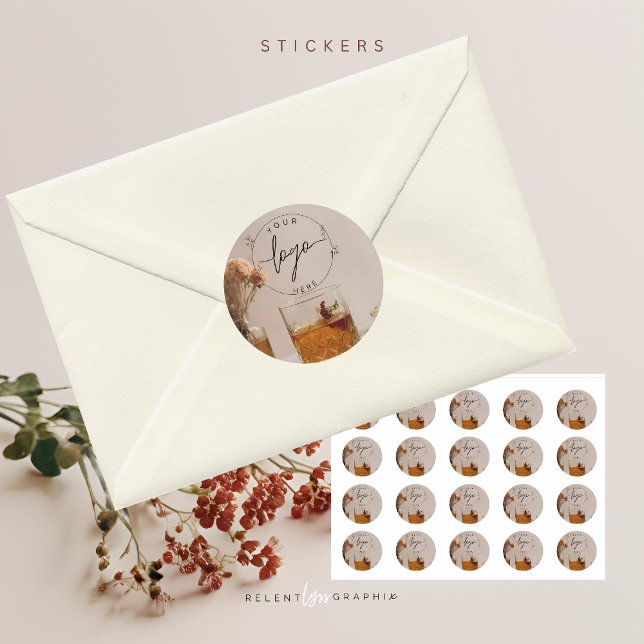 Adesivo Redondo Whiskey | Boho Flowers | Estética (Criador carregado)