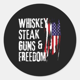Adesivo Redondo Whiskey Steak Guns E Liberdade Legal Whiskey Freed