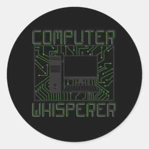 Adesivo Redondo Whisperer de Computador de Suporte Técnico