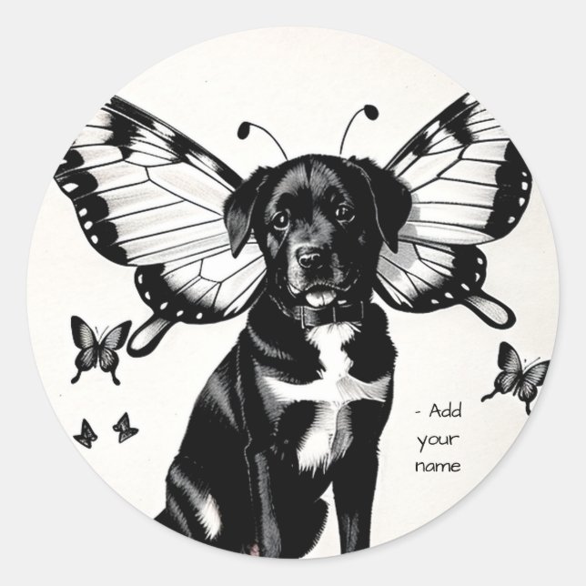 Adesivo Redondo Whispers of Wings | Custom dog art (Frente)
