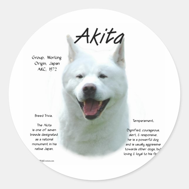Adesivo Redondo White Akita (Frente)