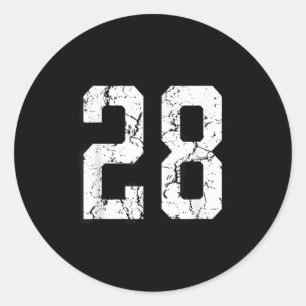 Adesivo Redondo White And Black Srts Number 28 Jersey Uniform Play