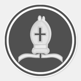 Adesivo Redondo White Bishop Chess Piece