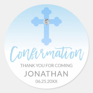 Adesivo Redondo White Blue Cross CONFIRMBoy Obrigado