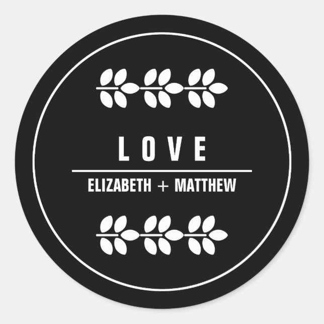 Adesivo Redondo White Branches Black Wedding (Frente)