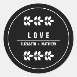 Adesivo Redondo White Branches Black Wedding