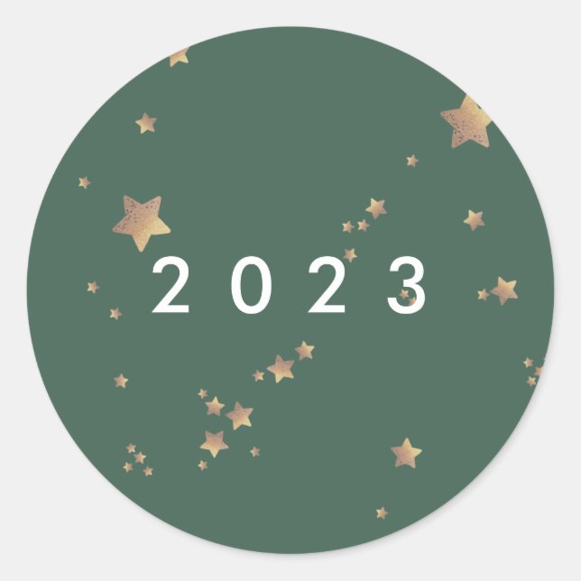 Adesivo Redondo White Christmas das estrelas modernas - feliz ano  (Frente)