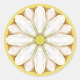 Adesivo Redondo White Daisies no Ouro Amarelo