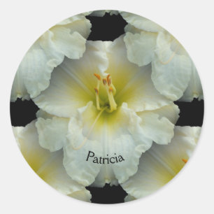 Adesivo Redondo White Daylily com Padrão de Azulejo Amarelo/Sem Ol