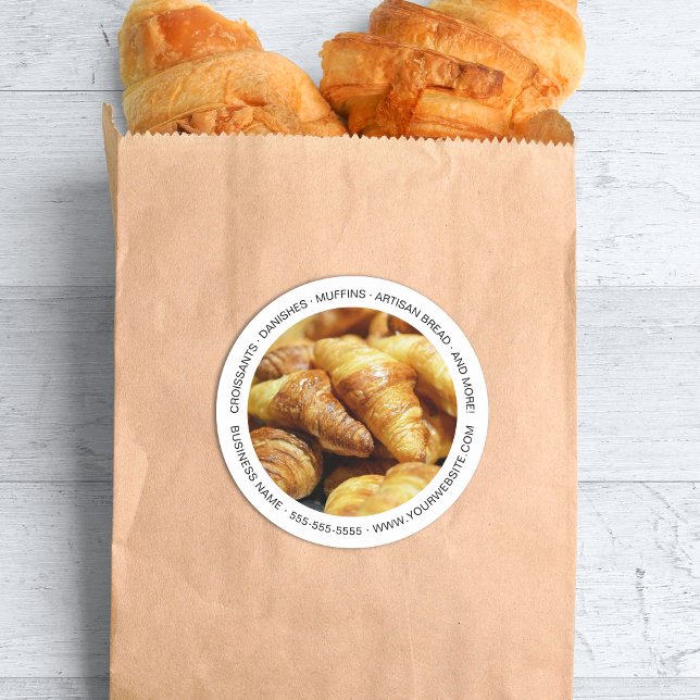 Adesivo Redondo White de Fotografias Personalizadas da Panificação (Bakery Custom Photo White Classic Round Sticker)