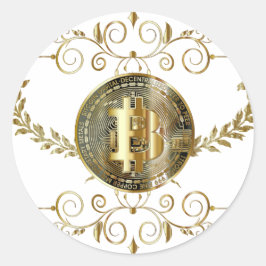 Adesivo Redondo White Dourada de Moeda Cripto Money