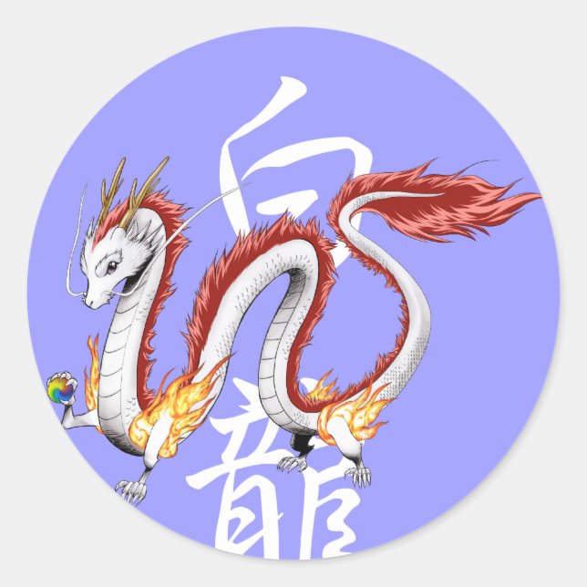 Adesivo Redondo White Dragon -Sticker- (Frente)