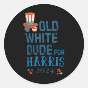 Adesivo Redondo White Dude For Kamala-harris Presidente 2024