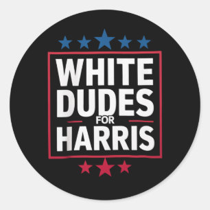 Adesivo Redondo White Dudes For Kamala Harris Para Presidente 2024