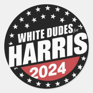 Adesivo Redondo White Dudes Para A Eleição De Kamala Harris 2024