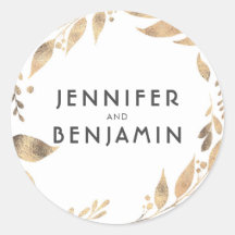 White e Dourada Leaves Laurel Wedding