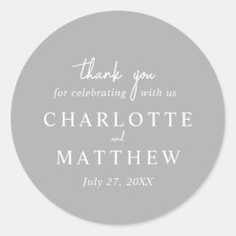 Adesivo Redondo White e Silver Script Obrigado Vinheta de Casament