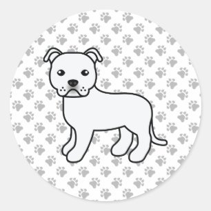 Adesivo Redondo White English Staffordshire Bull Terrier Dog