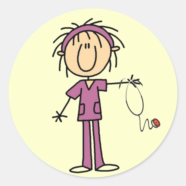 Adesivo Redondo White Female Stick Figura T-shirts e presentes (Frente)