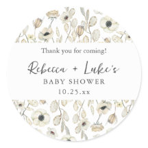 White Floral couples baby shower thank you favor 