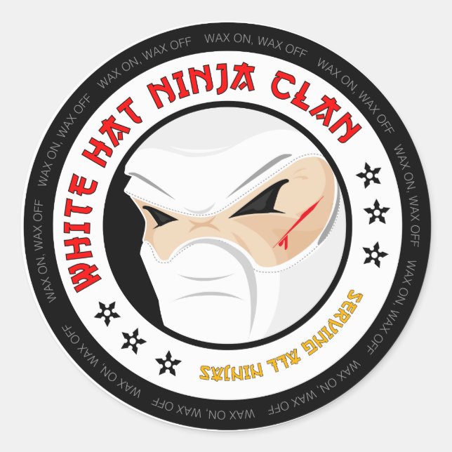 Adesivo Redondo White Hat Ninja Sticker (Frente)