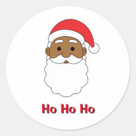 Adesivo Redondo White Ho Ho Afro-Americana Família Papai Noel