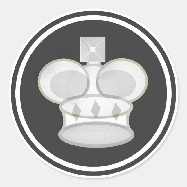 Adesivo Redondo White King Chess Piece (Frente)