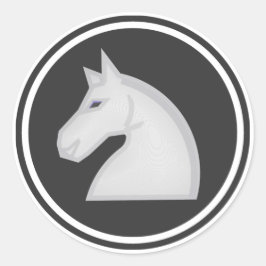 Adesivo Redondo White Knight Chess Piece