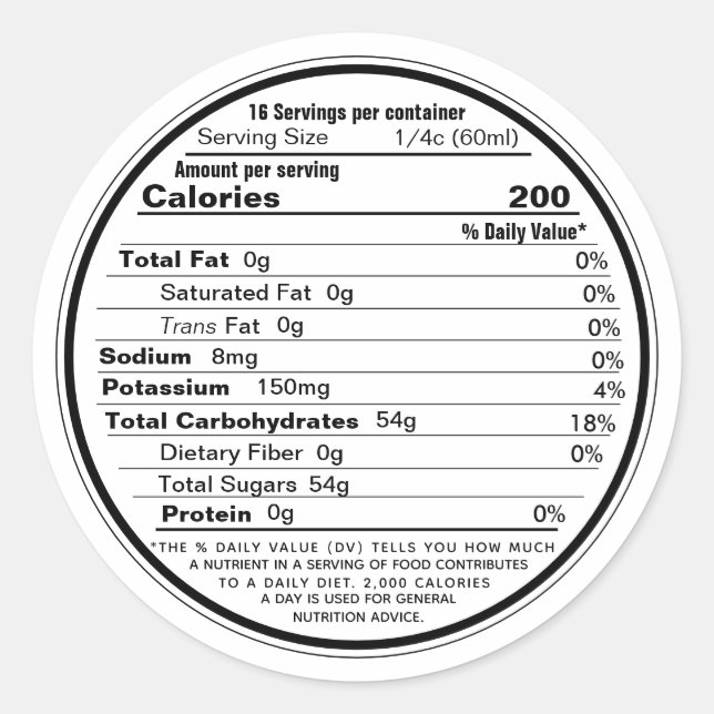 Adesivo Redondo White Label Maple Syrup Nutrition 2020 (Frente)