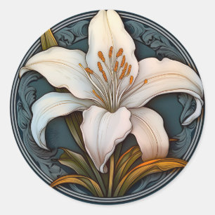 Adesivo Redondo White Lily