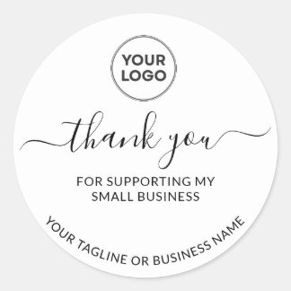 Adesivo Redondo White Minimalist Thank You Logo  Round Sticker