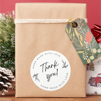 Adesivo Redondo White Modern Simples Obrigado Circle Sticker