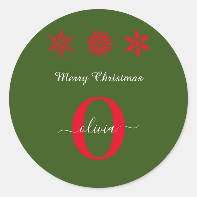 Adesivo Redondo White Monogramas Vermelhos Molhados Feliz Natal (Frente)