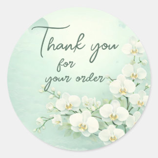 Adesivo Redondo White orchid Thank You For your order