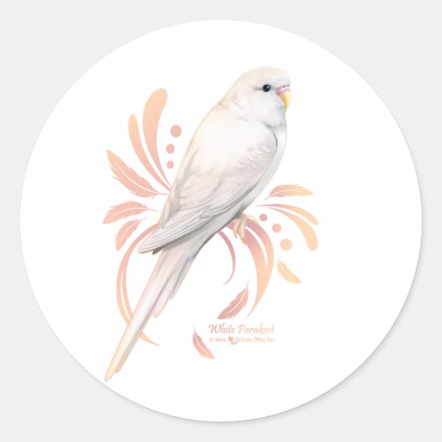 Adesivo Redondo White Parakeet (Frente)