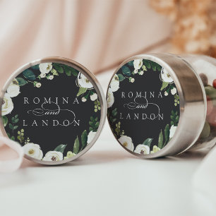Adesivo Redondo White Peony Casamento Floral Personalizado