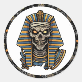 Adesivo Redondo 🤍 White Pharaoh Mummy Stickers 🎃 👑